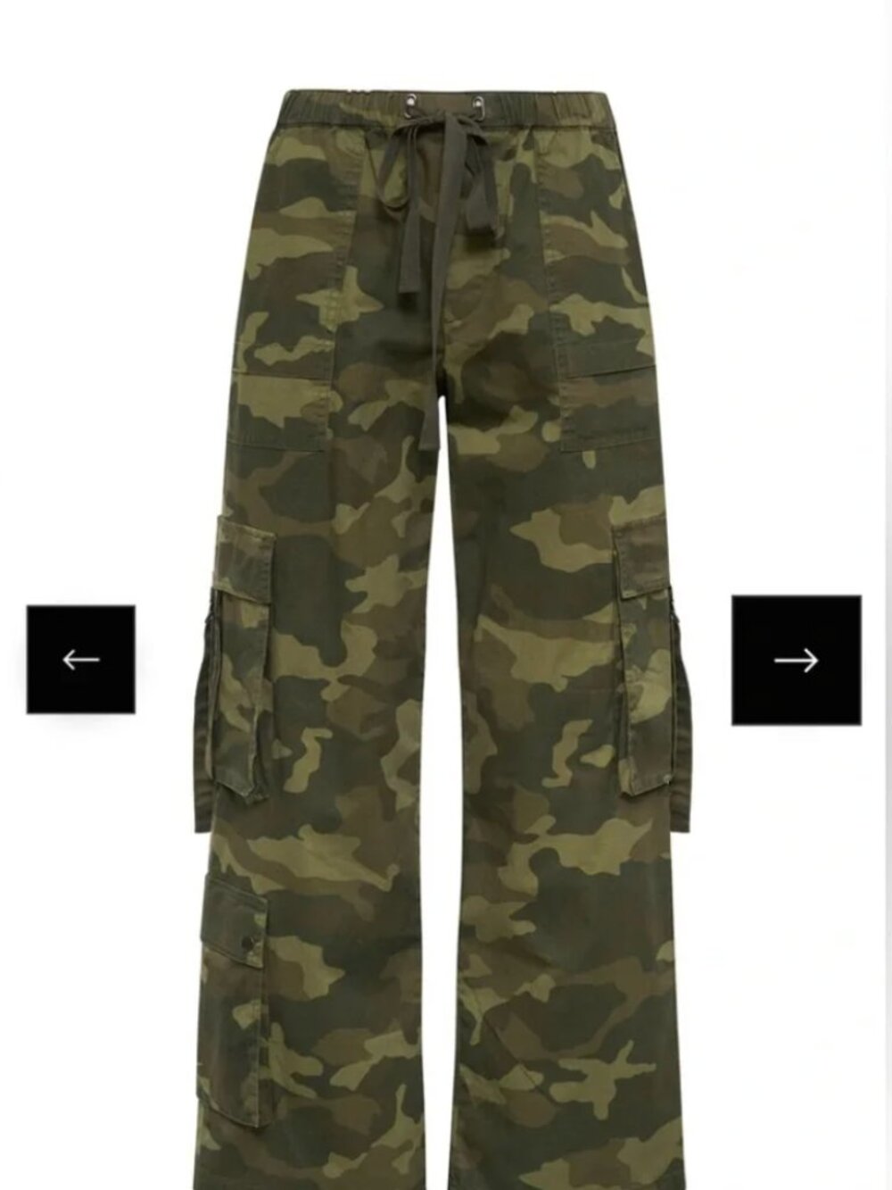 Sanctuary Wide Leg Low Rise Camo Parachute Cargo Pants in Renew Camo Green XXS
